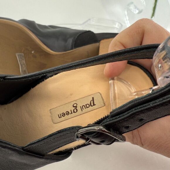 Paul Green Raquel Sandal Womens 10 Black Leather Open Toe Bootie Slingback - Picture 14 of 16